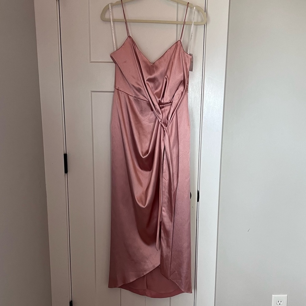 AFTER SIX Midi Dress with Draped Tulip Skirt Color Desert Rose, 8, NWT 6828 - Picture 3 of 9